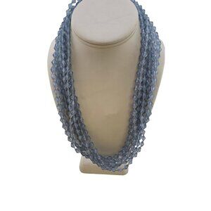 Vintage 8 Strand Faceted Knotted Acrylic Necklace With Gold Tone Clasp (A8224)